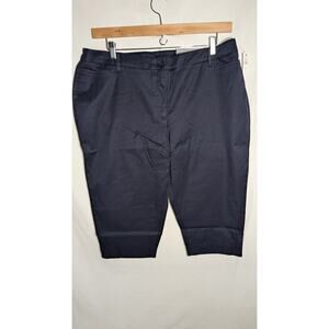 Talbots Womens Perfect Skimmer Shorts Sz 18WP Slim Leg Pedal Pusher Navy Blue
